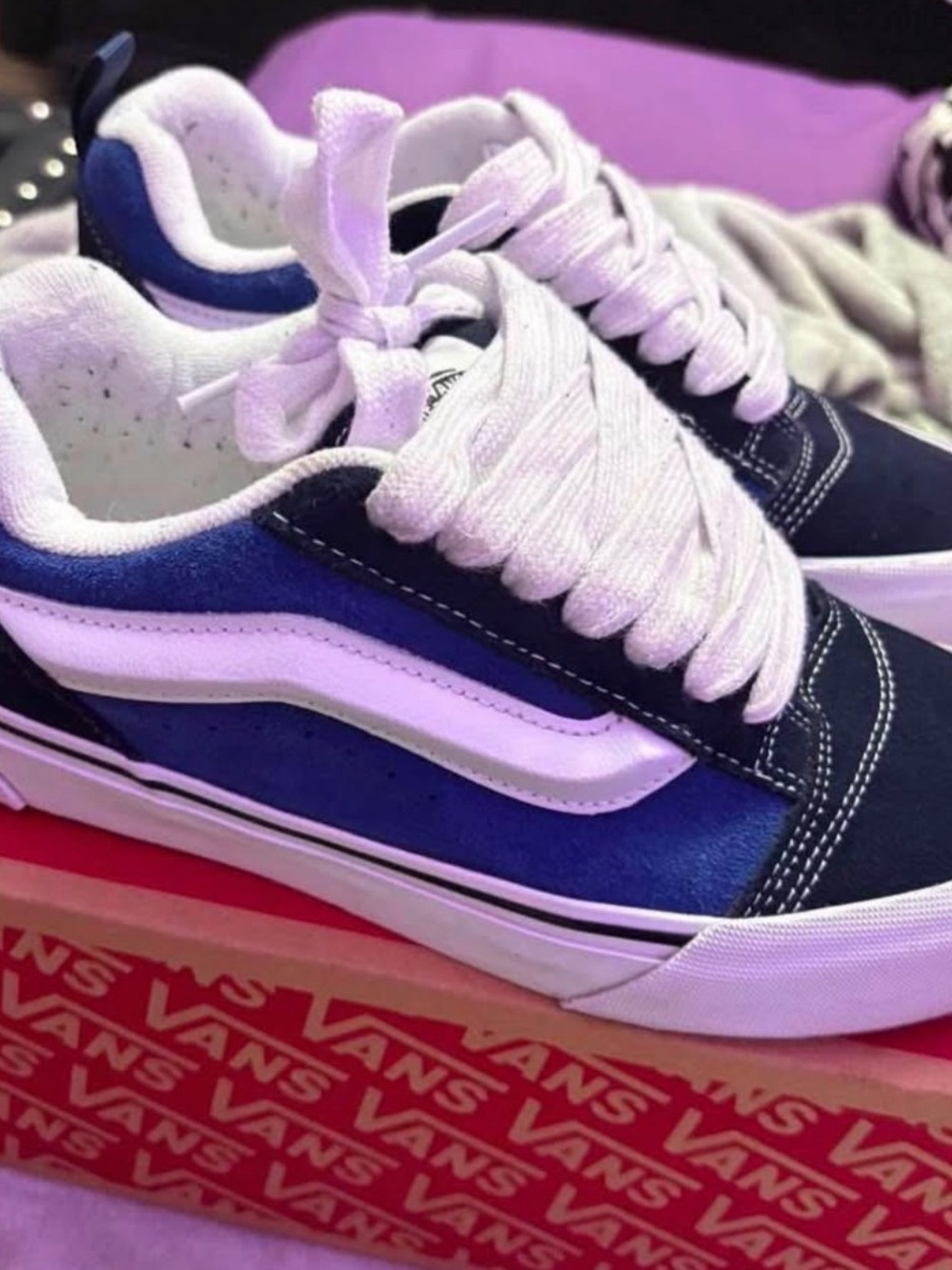 Vans Kids Navy and White Old Skool Skate Sneakers